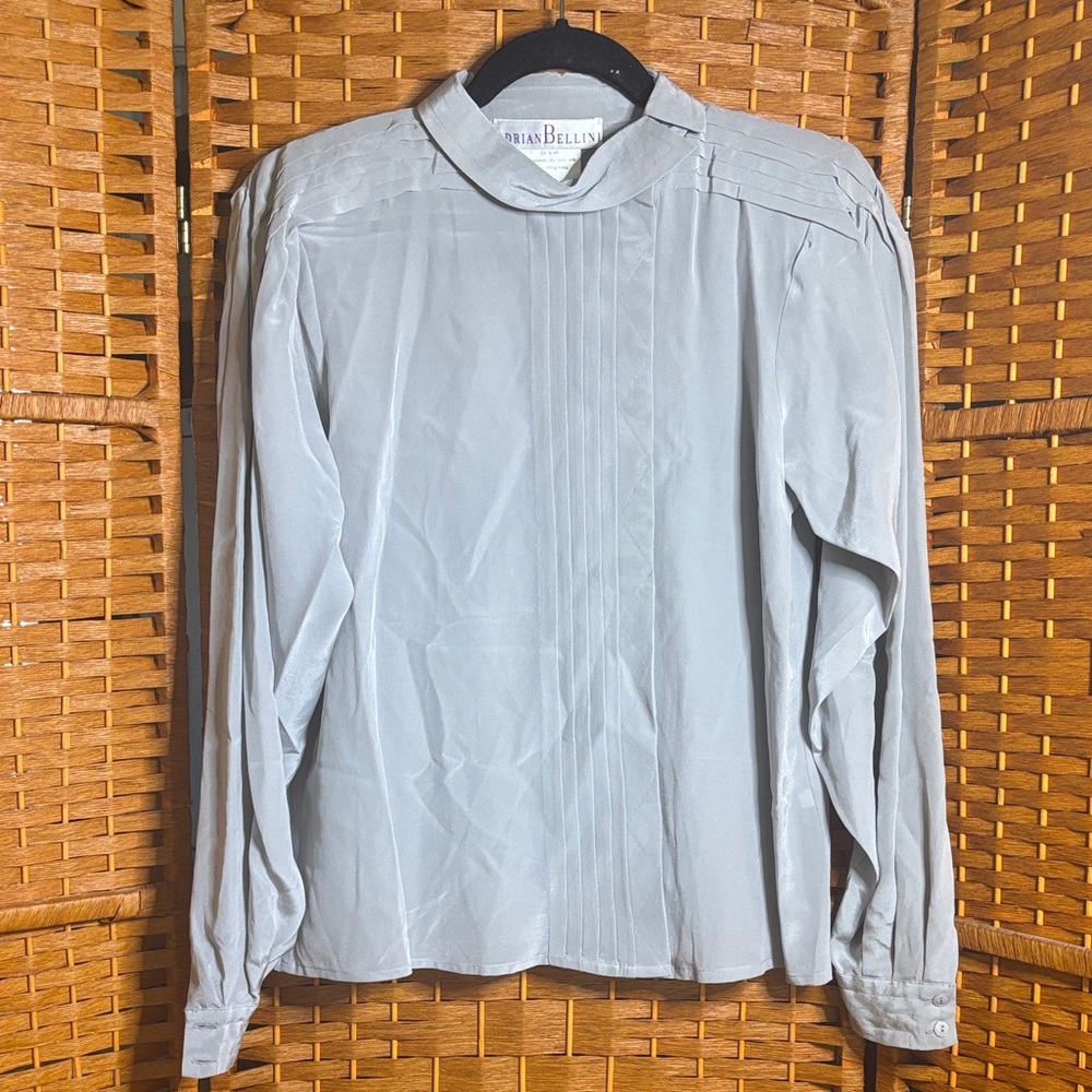Adrian Bellini Light Gray Silk Blouse